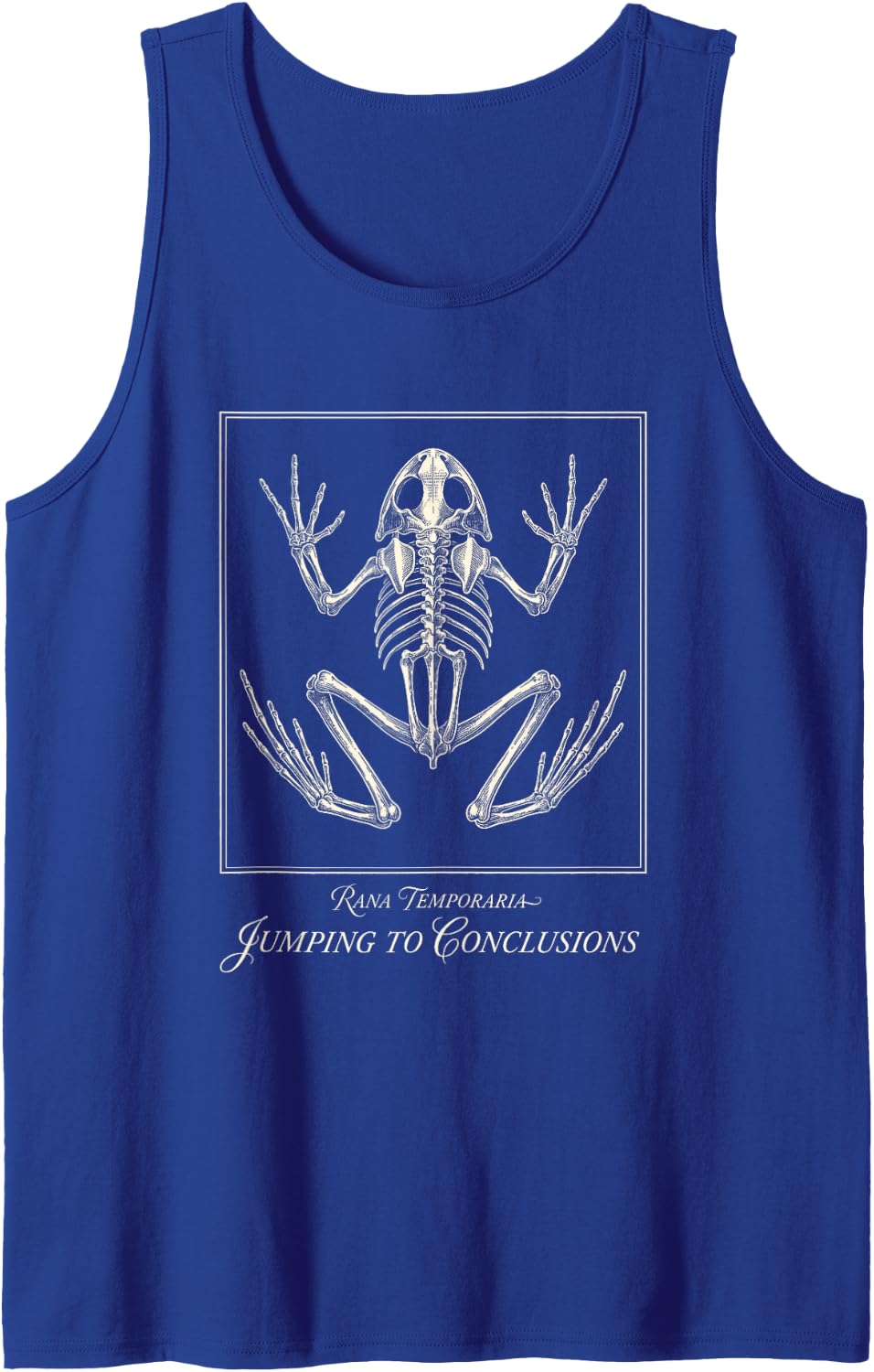 Jumping to Conclusions Frog Skeleton Art Biology Nerd Sleeveless Tank Top - Royal Blue
