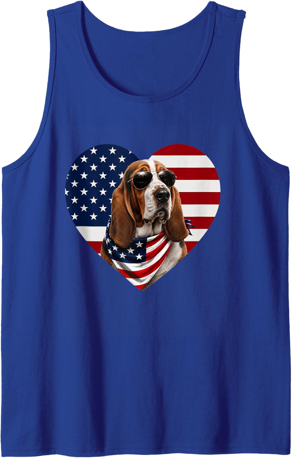 Basset Hound American Flag Patriotic July 4th Dog Tank Top - Royal Blue