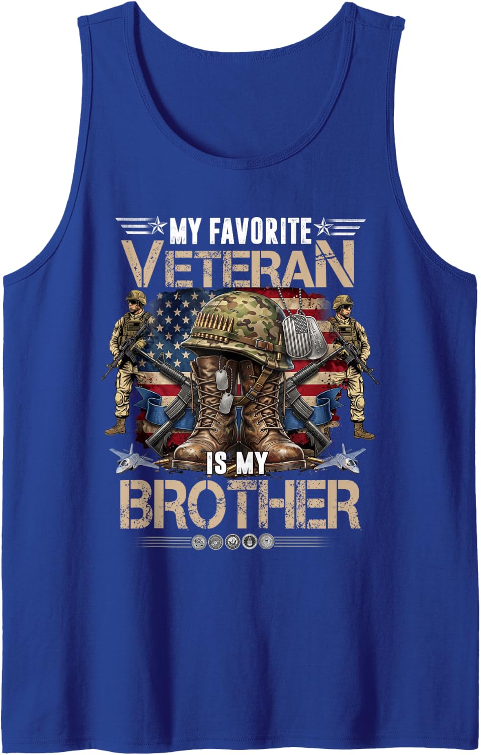 My Favorite Veteran is My Brother Father's Day Veteran Day Sleeveless Tank Top - Royal Blue