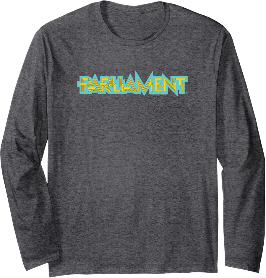 George Clinton Parliament Teal Logo Long Sleeve T-Shirt - Adult Unisex Dark Heather Grey
