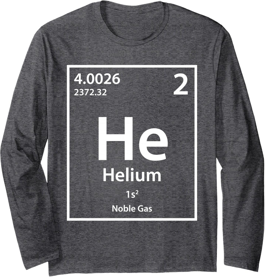 Helium Element (white) Long Sleeve T-Shirt - Adult Unisex Dark Heather Grey