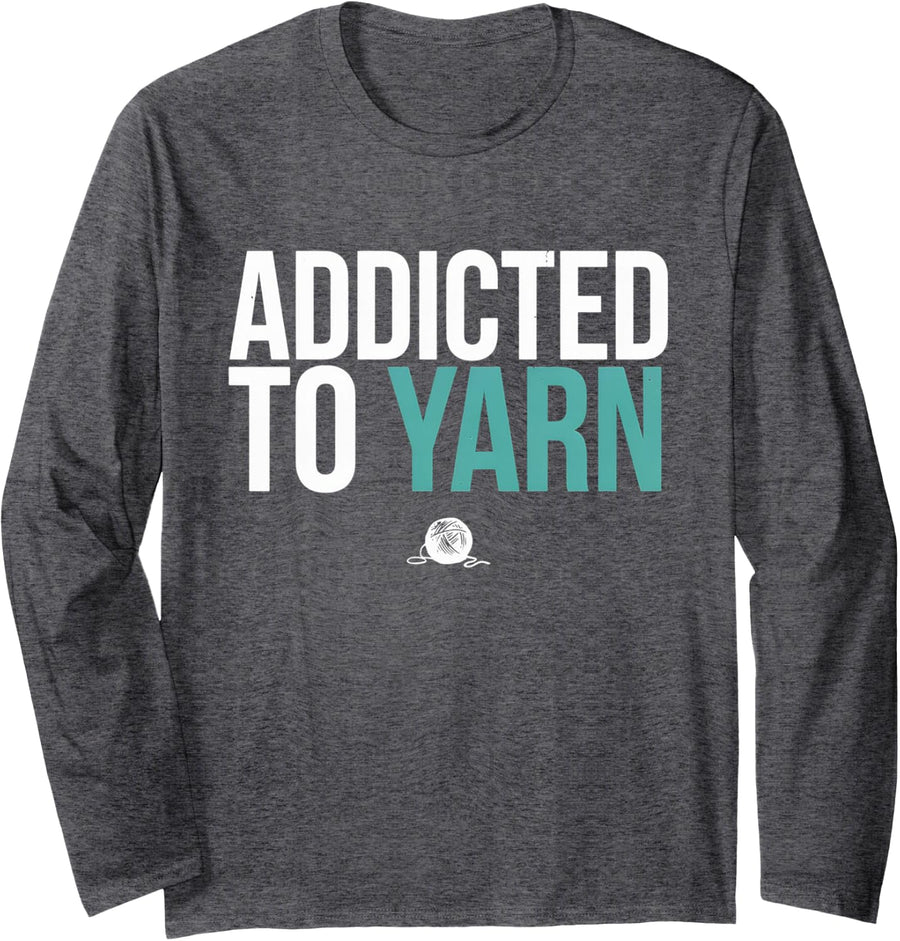 Knitter Knitting Long Sleeve T-Shirt - Adult Unisex Dark Heather Grey