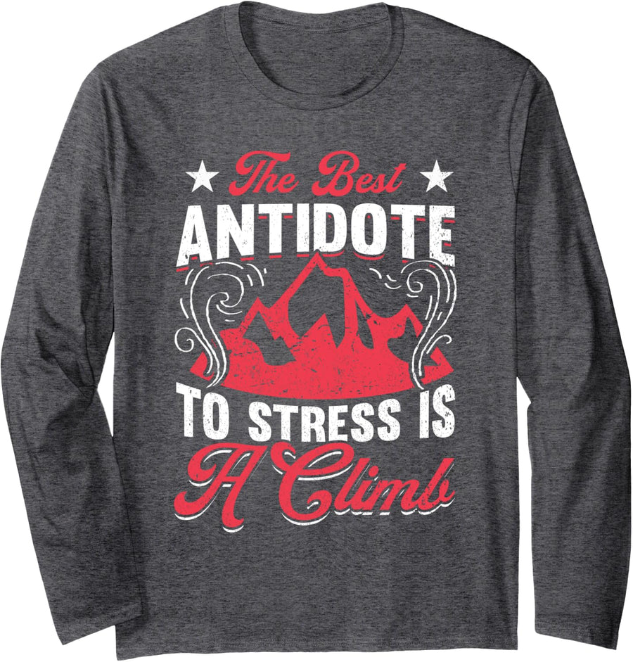 Mountain Climbing Rock Climb Climber Long Sleeve T-Shirt - Adult Unisex Dark Heather Grey
