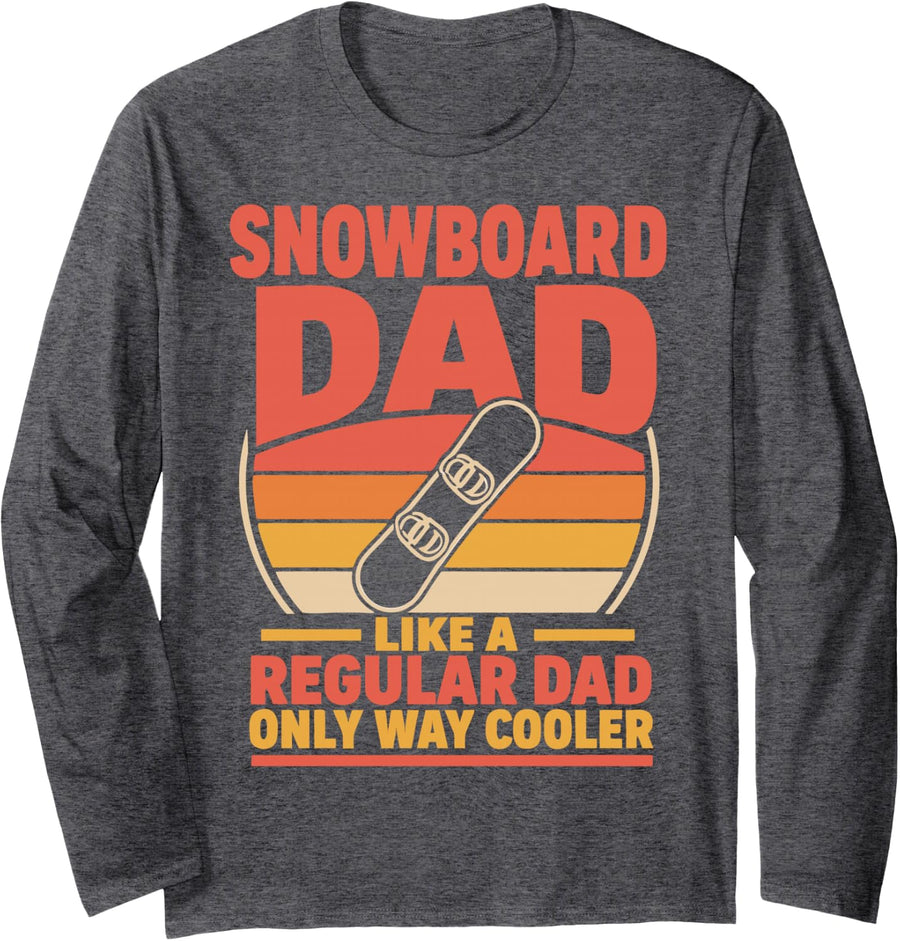 Snowboard Dad Rider Snowboarding Father Boarder Long Sleeve T-Shirt - Adult Unisex Dark Heather Grey