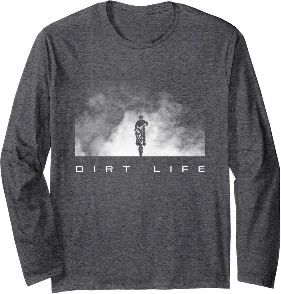 Dirt Bike Motocross Apparel - Dirt Bike Motocross Long Sleeve T-Shirt - Adult Unisex Dark Heather Grey