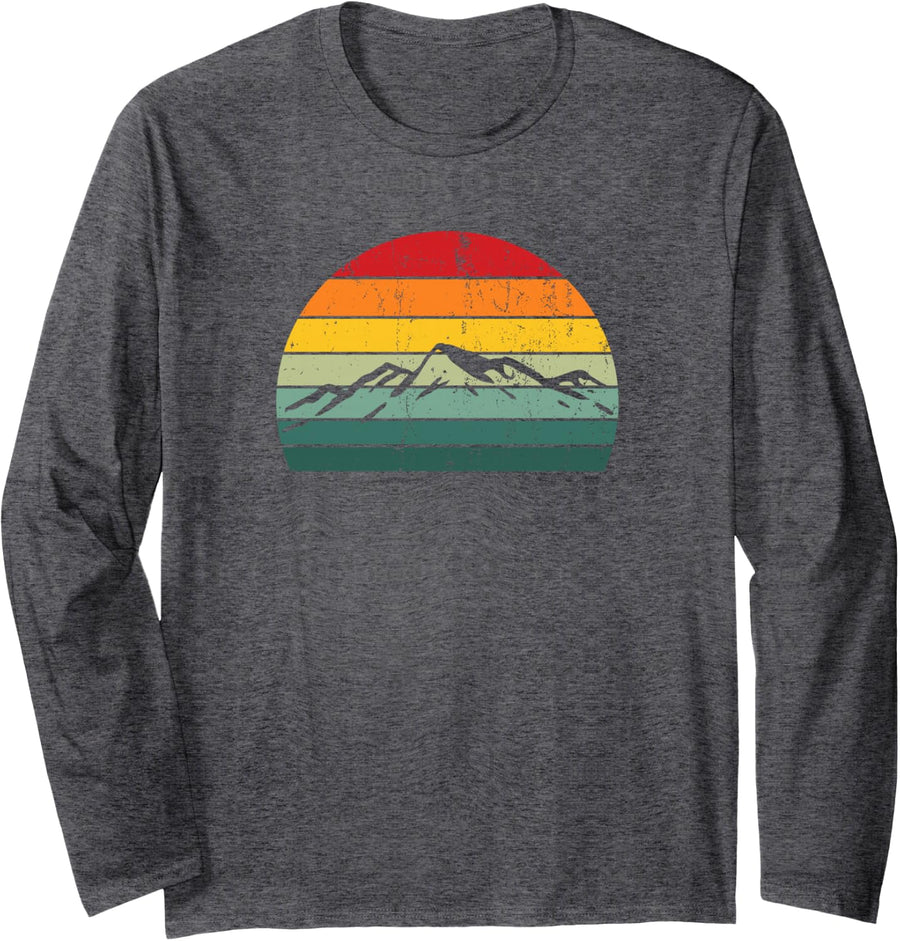 Sunset Mountain Hiking Camping Camper Nature Outdoors Long Sleeve T-Shirt - Adult Unisex Dark Heather Grey