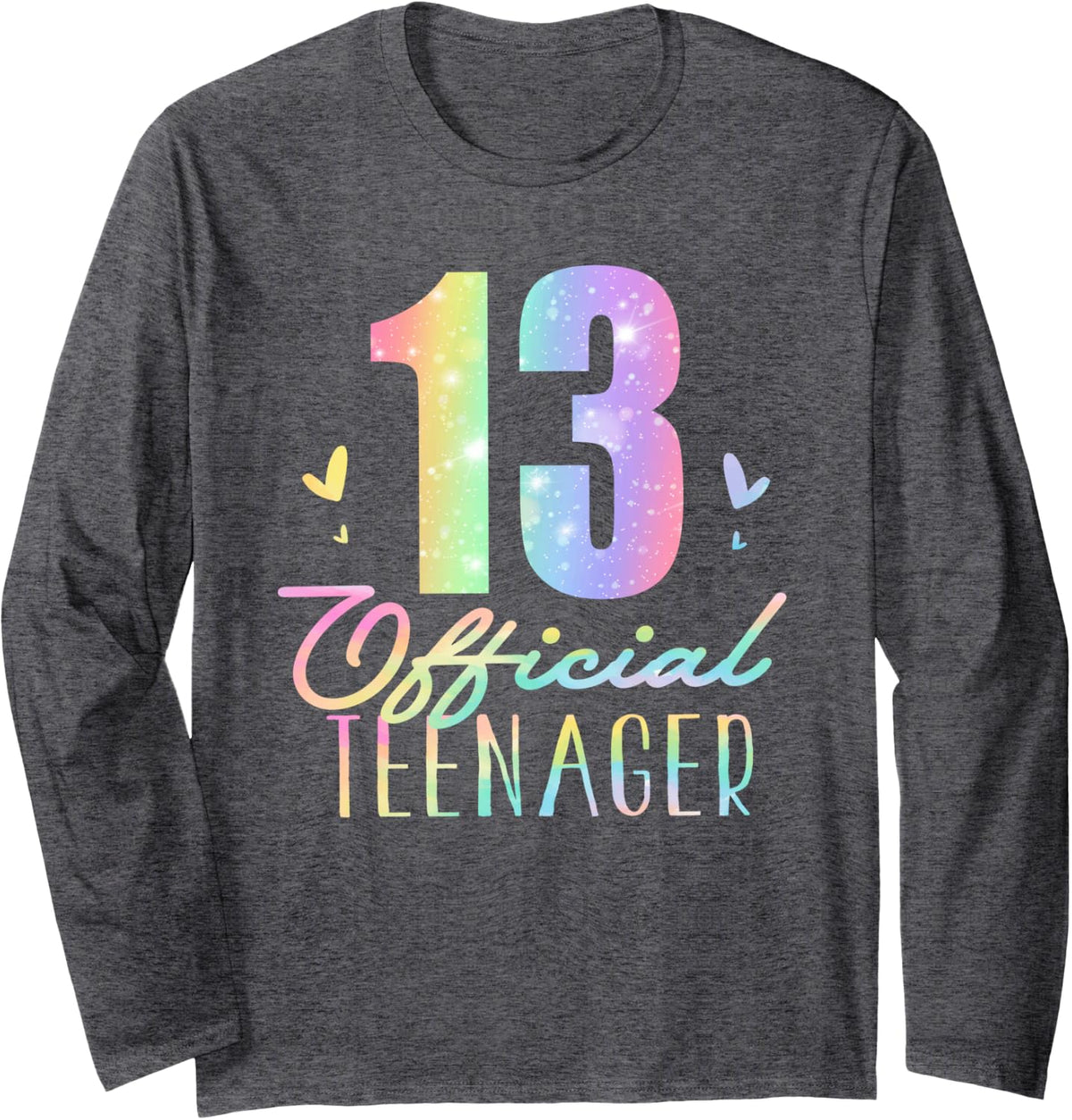 13 Official Teenager Thirteen Year Old Tie Dye 13th Birthday Long Sleeve T-Shirt - Adult Unisex Dark Heather Grey