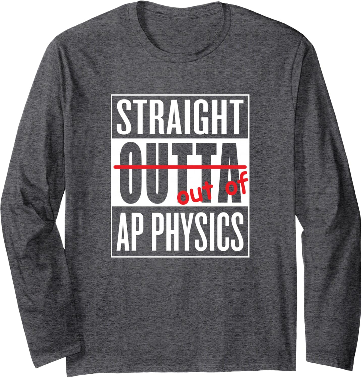 Straight Outta AP Physics Funny Teacher Student Long Sleeve T-Shirt - Adult Unisex Dark Heather Grey