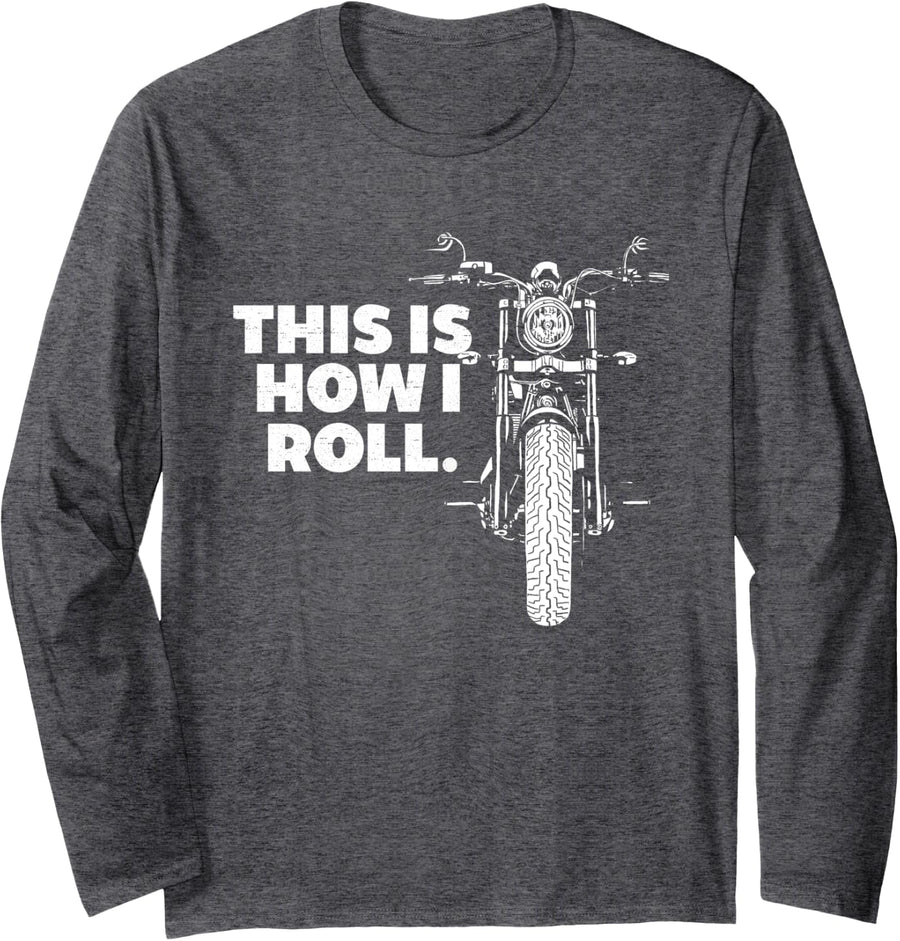 Motorcycle Apparel - Motorcycle Long Sleeve T-Shirt - Adult Unisex Dark Heather Grey
