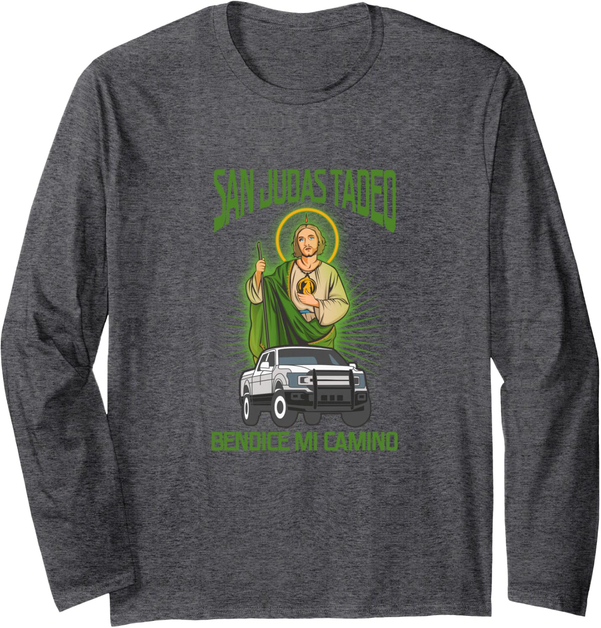 San Judas Tadeo Bendice Mi Camino Long Sleeve T-Shirt - Adult Unisex Dark Heather Grey