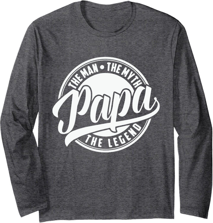 Men myth legend Papa Dad Long Sleeve T-Shirt - Adult Unisex Dark Heather Grey