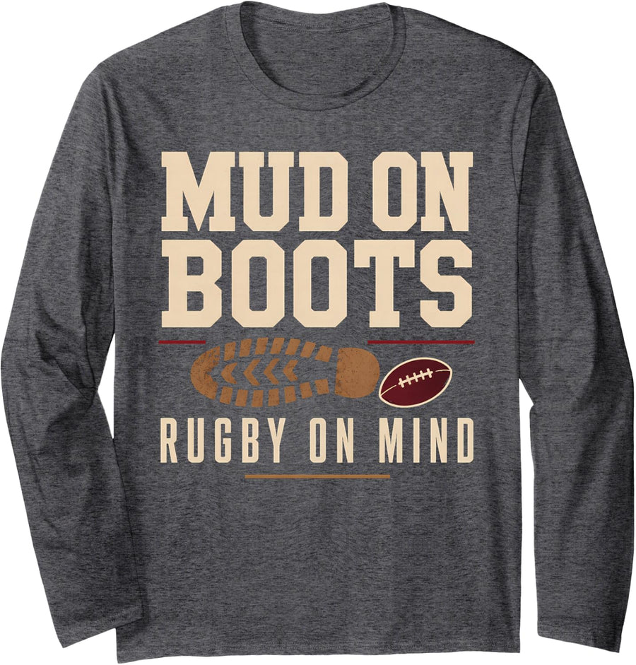 Rugby Weekend Rugby Match Day Social Club Gift Long Sleeve T-Shirt - Adult Unisex Dark Heather Grey