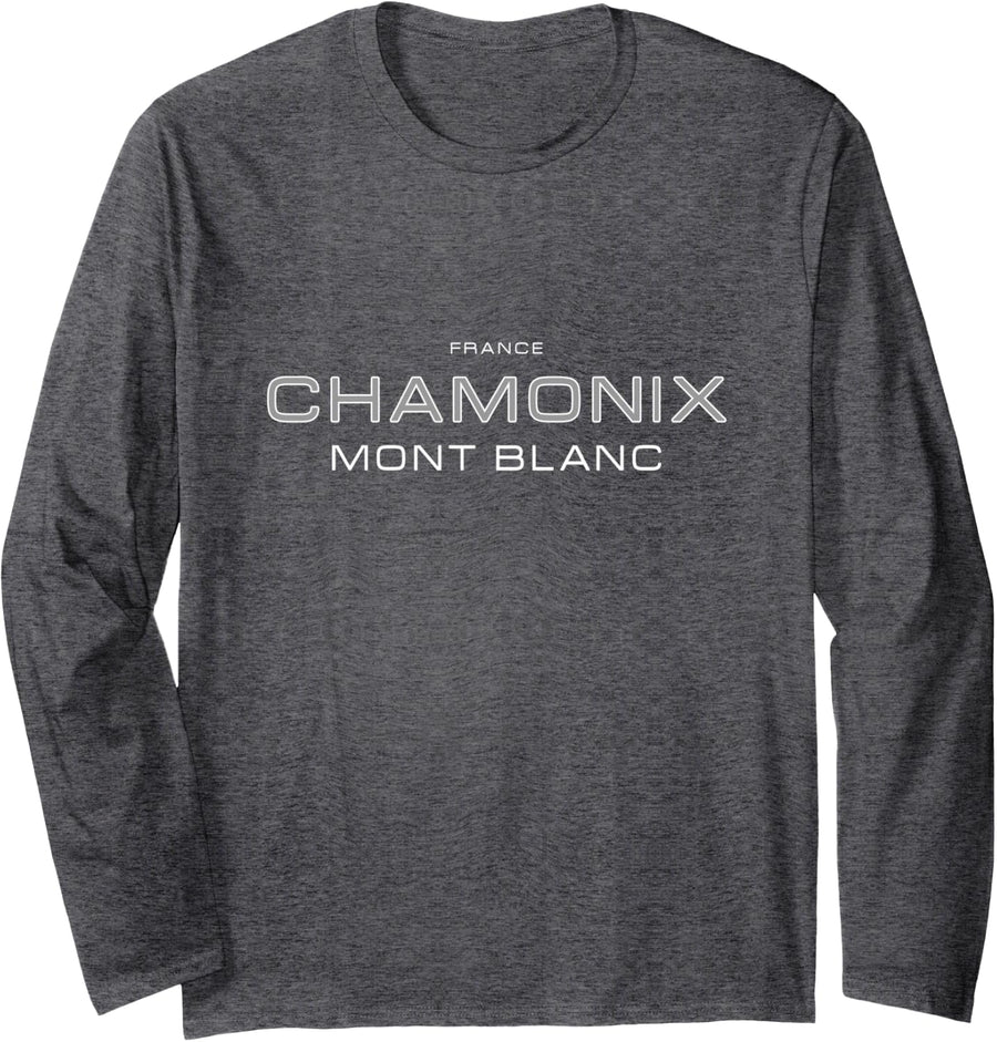 Chamonix Mont Blanc French Alpes Long Sleeve T-Shirt - Adult Unisex Dark Heather Grey
