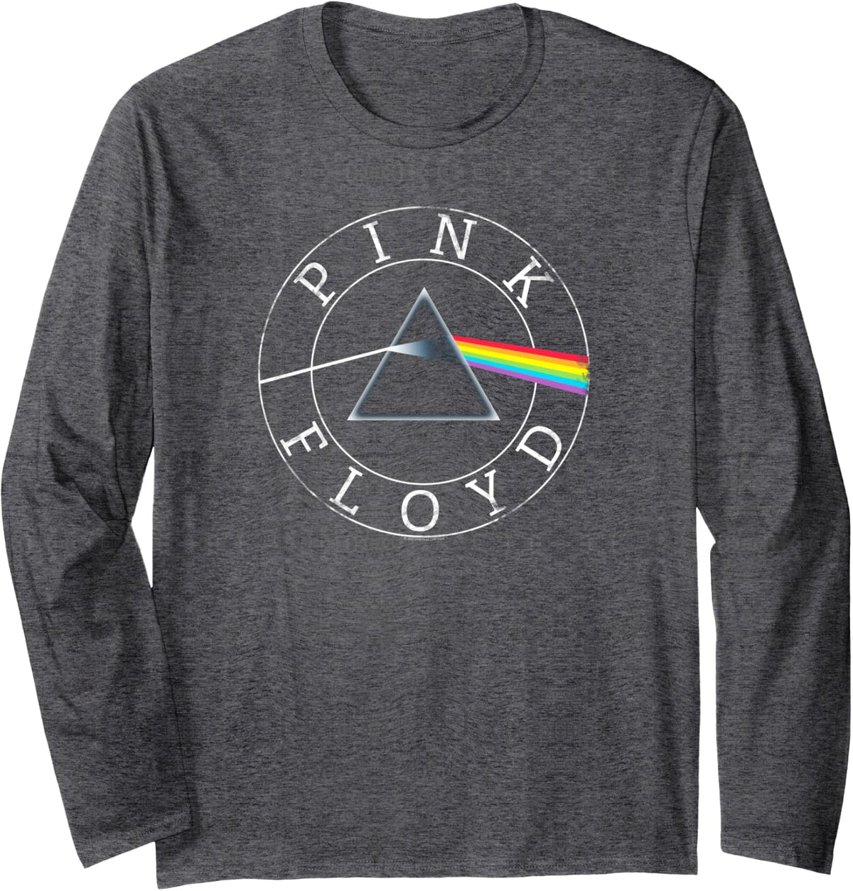 Official Pink Floyd Prism Circle Logo Rock Band Music Retro Long Sleeve T-Shirt - Adult Unisex Dark Heather Grey