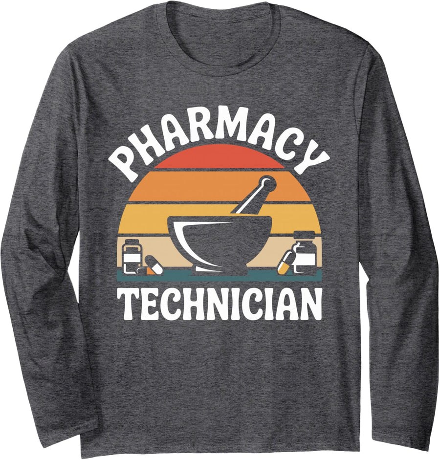 Pharmacy Technician Long Sleeve T-Shirt - Adult Unisex Dark Heather Grey