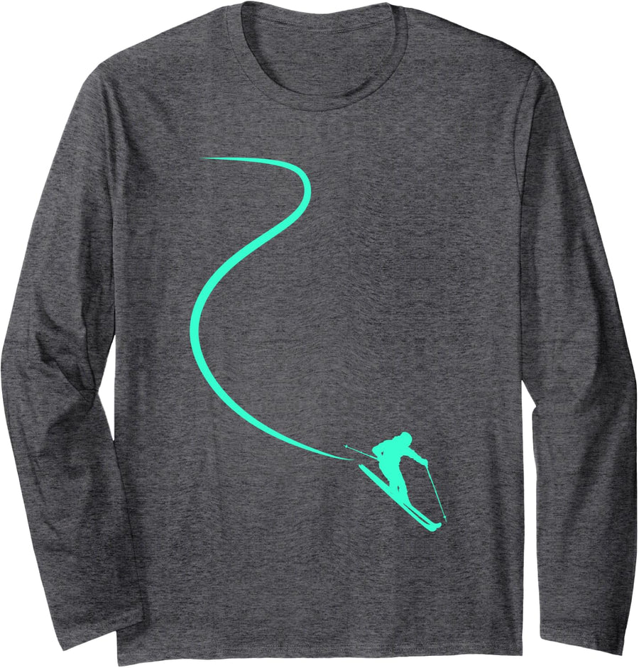 Skiing Outfit Ski Nordic Skiing Skier Long Sleeve T-Shirt - Adult Unisex Dark Heather Grey