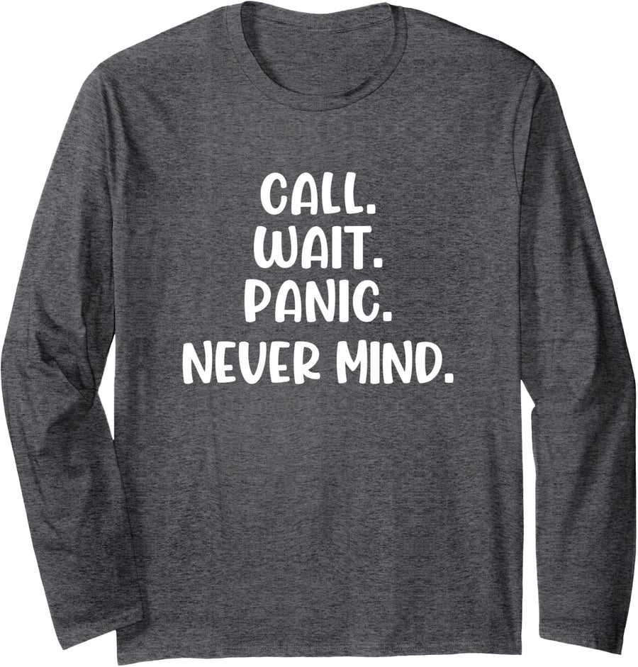 Call Wait Panic Never Mind Mahjong Long Sleeve T-Shirt - Adult Unisex Dark Heather Grey