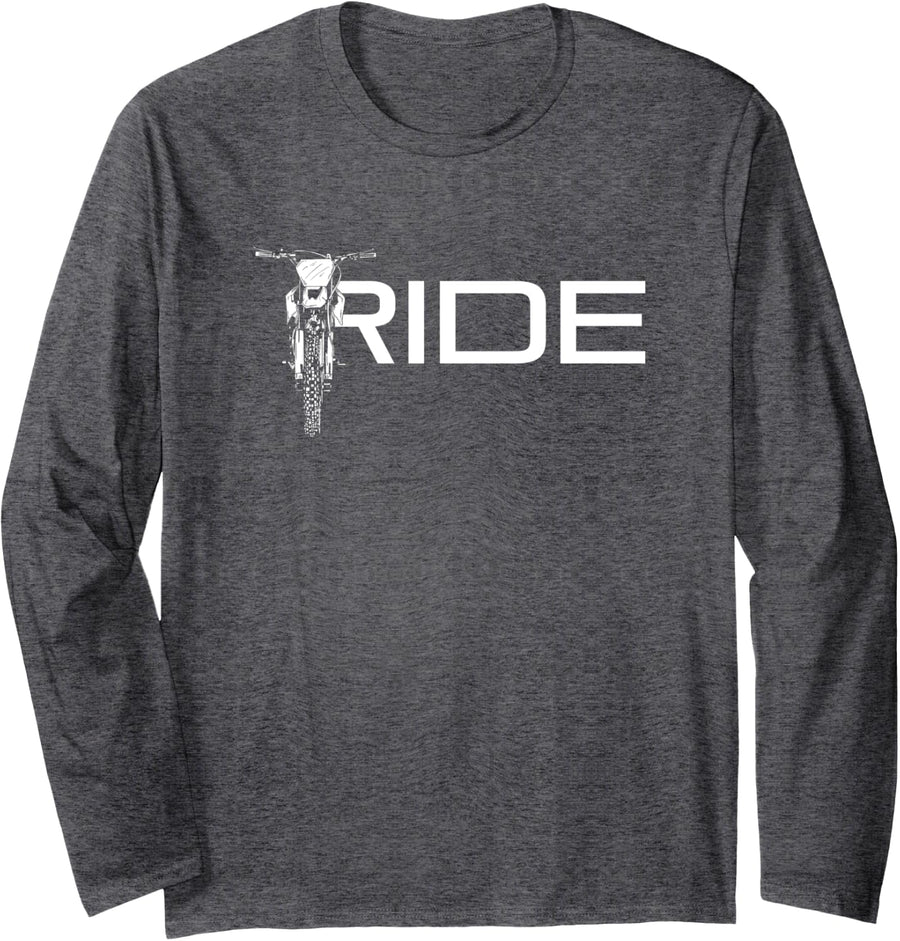 Motocross Apparel - Motocross Dirt Bike Long Sleeve T-Shirt - Adult Unisex Dark Heather Grey