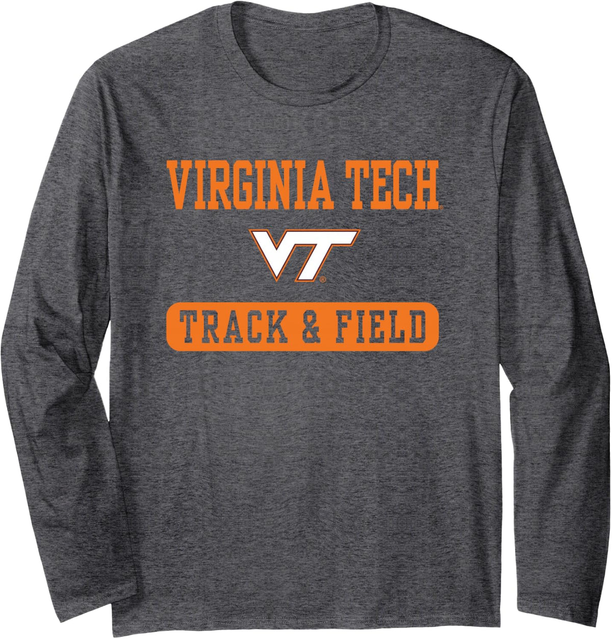Virginia Tech Hokies Track & Field Officially Licensed Long Sleeve T-Shirt - Adult Unisex Dark Heather Grey