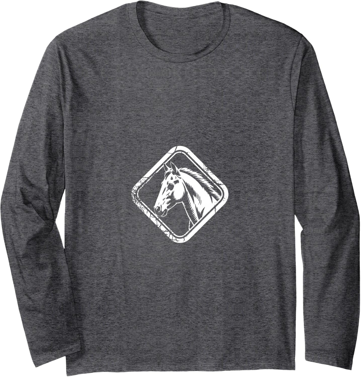 Horse Silhouette Vintage Long Sleeve T-Shirt - Adult Unisex Dark Heather Grey