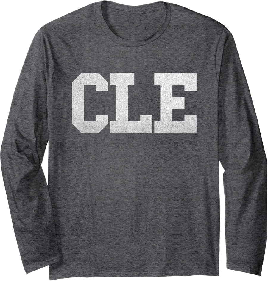 Cleveland Ohio CLE Long Sleeve T-Shirt - Adult Unisex Dark Heather Grey