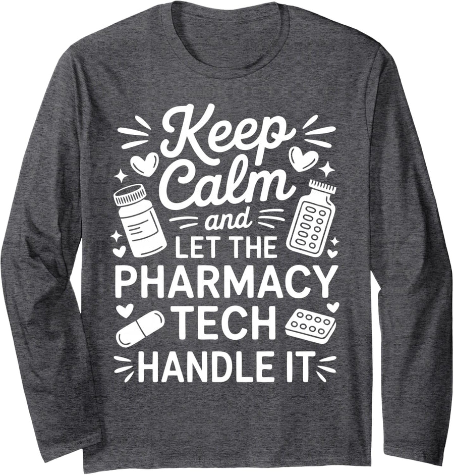 Pharmacy Tech Long Sleeve T-Shirt - Adult Unisex Dark Heather Grey