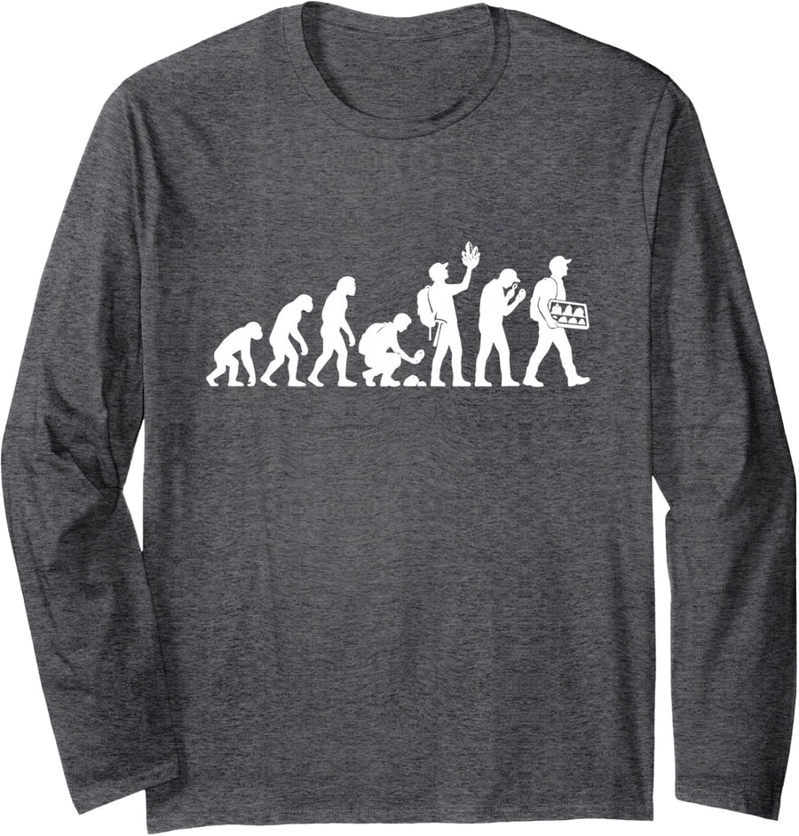 Evolution Geology Gems-Collector Rock and Mineral-Collecting Long Sleeve T-Shirt - Adult Unisex Dark Heather Grey