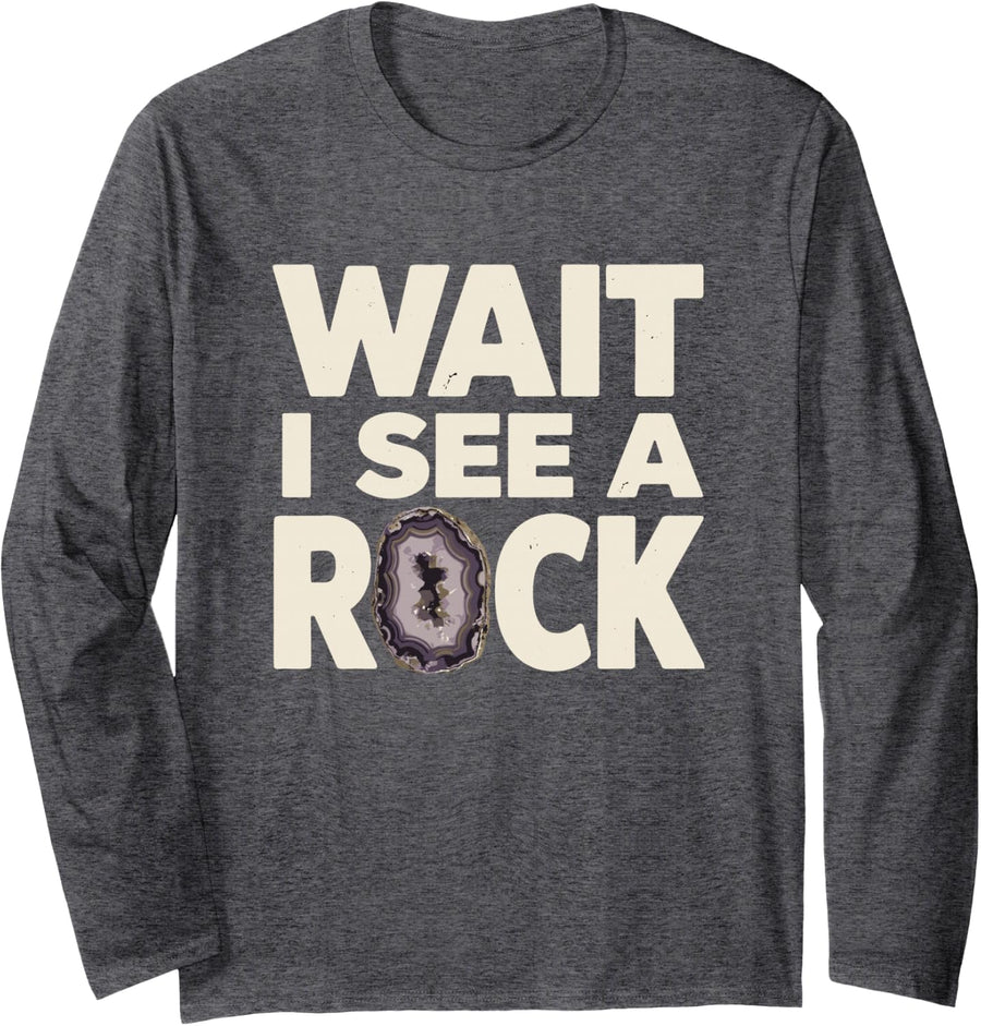 Rockhound Geology Enthusiast The Best Rock Collector Long Sleeve T-Shirt - Adult Unisex Dark Heather Grey