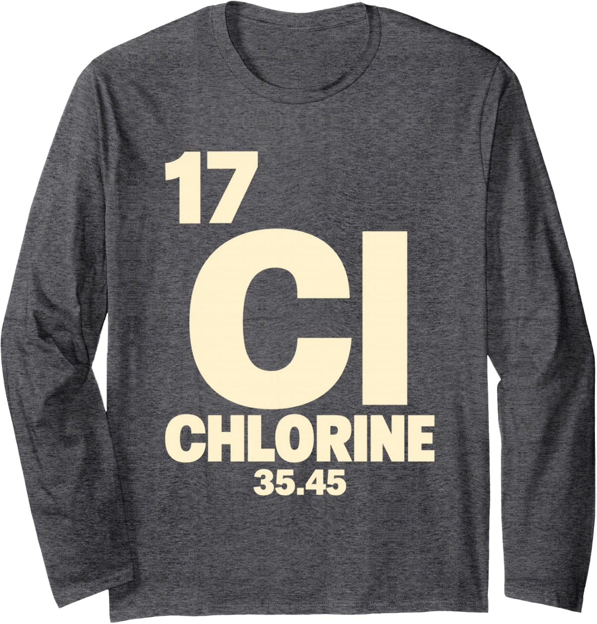 Funny Chlorine Element Science Halloween Costume Long Sleeve T-Shirt - Adult Unisex Dark Heather Grey
