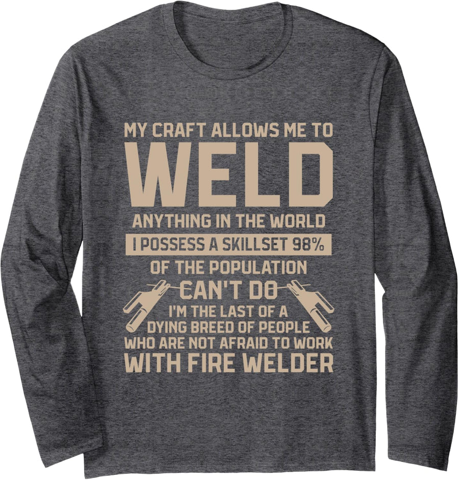 Welder Welding Long Sleeve T-Shirt - Adult Unisex Dark Heather Grey