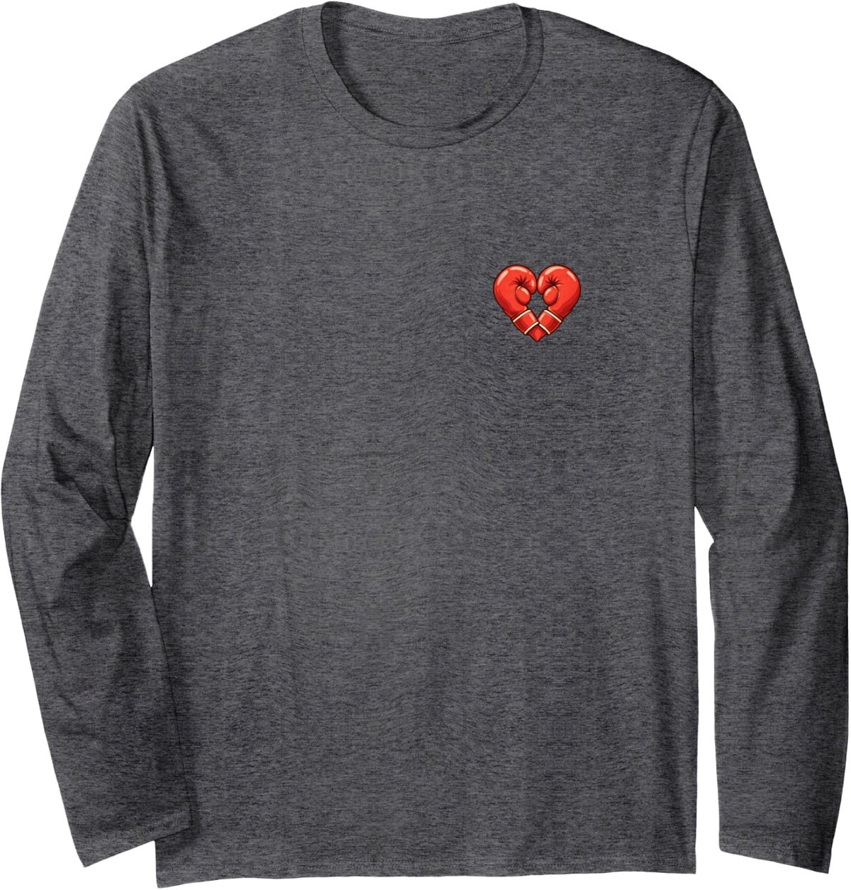 Boxing Gloves Heart Cute Minimalist Fighter Long Sleeve T-Shirt - Adult Unisex Dark Heather Grey