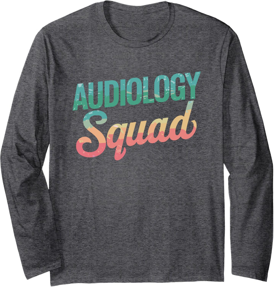 Audiology Squad, Hearing Specialist Crew Long Sleeve T-Shirt - Adult Unisex Dark Heather Grey