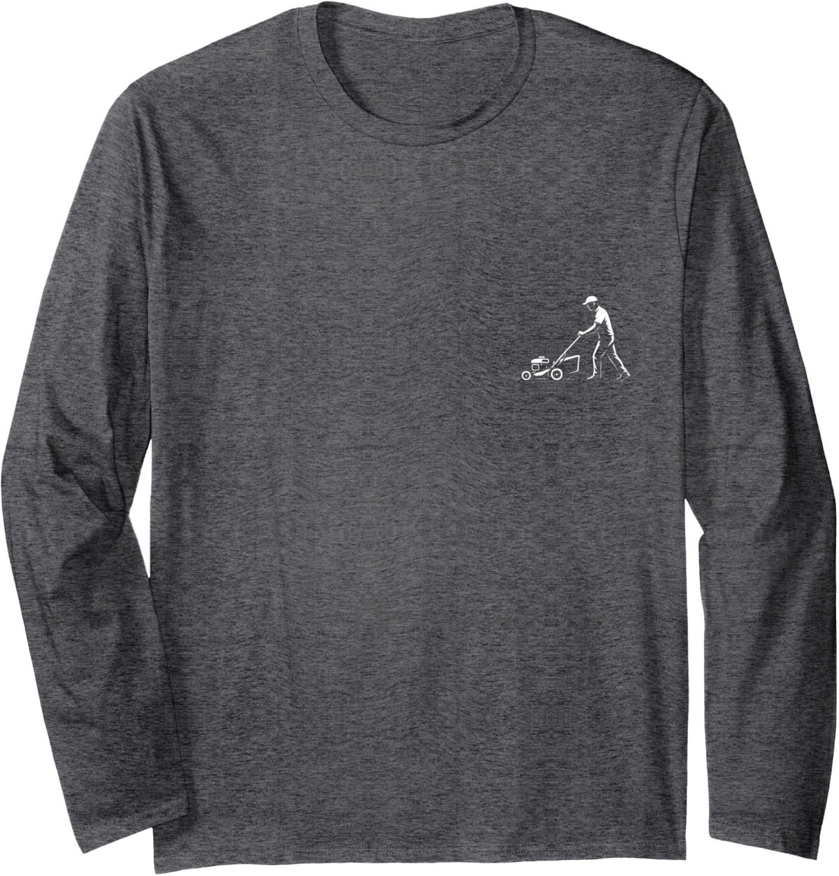 Minimalist Lawn Mower Landscaper Landscaping Long Sleeve T-Shirt - Adult Unisex Dark Heather Grey