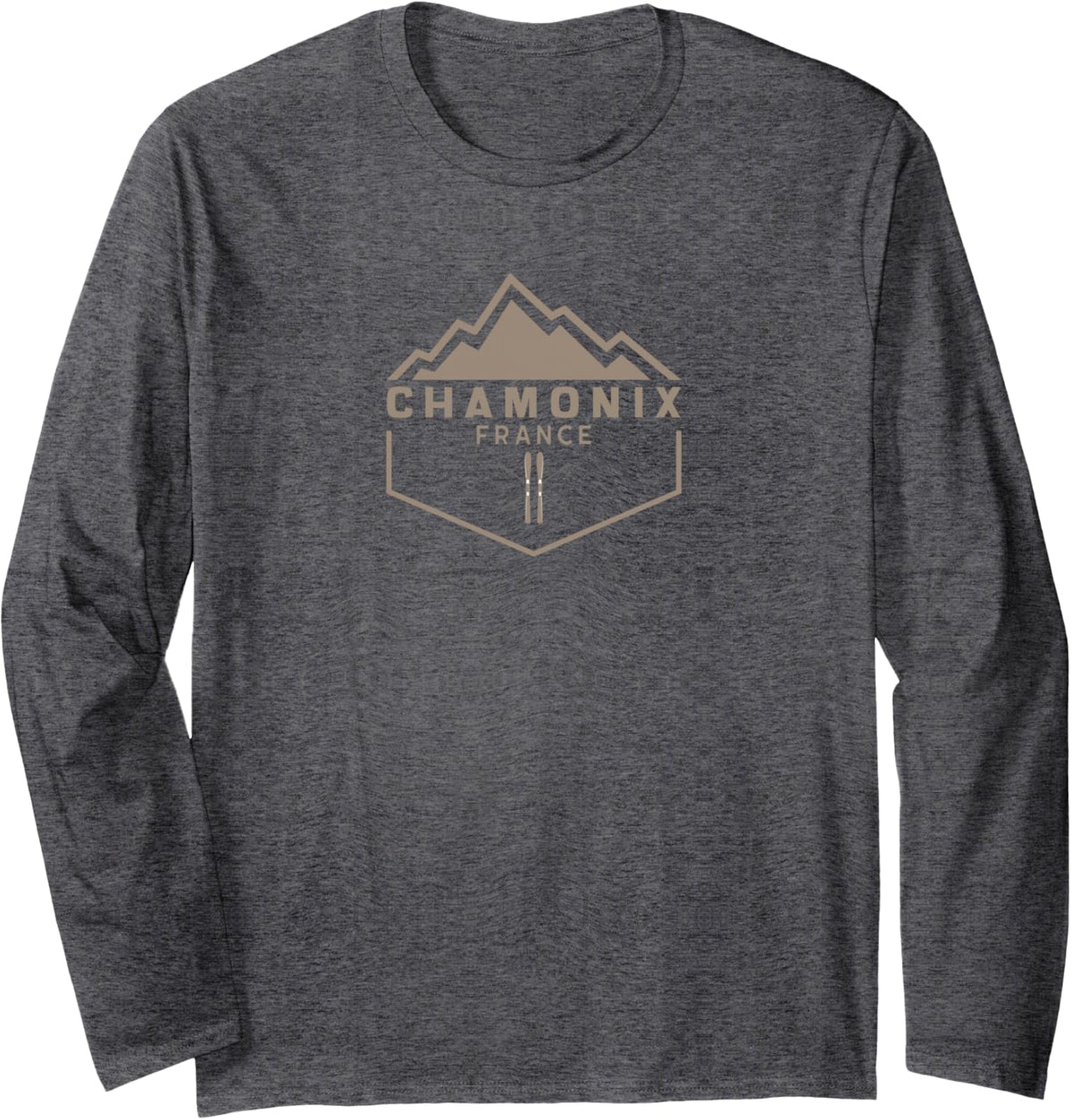 Chamonix France Long Sleeve T-Shirt - Adult Unisex Dark Heather Grey