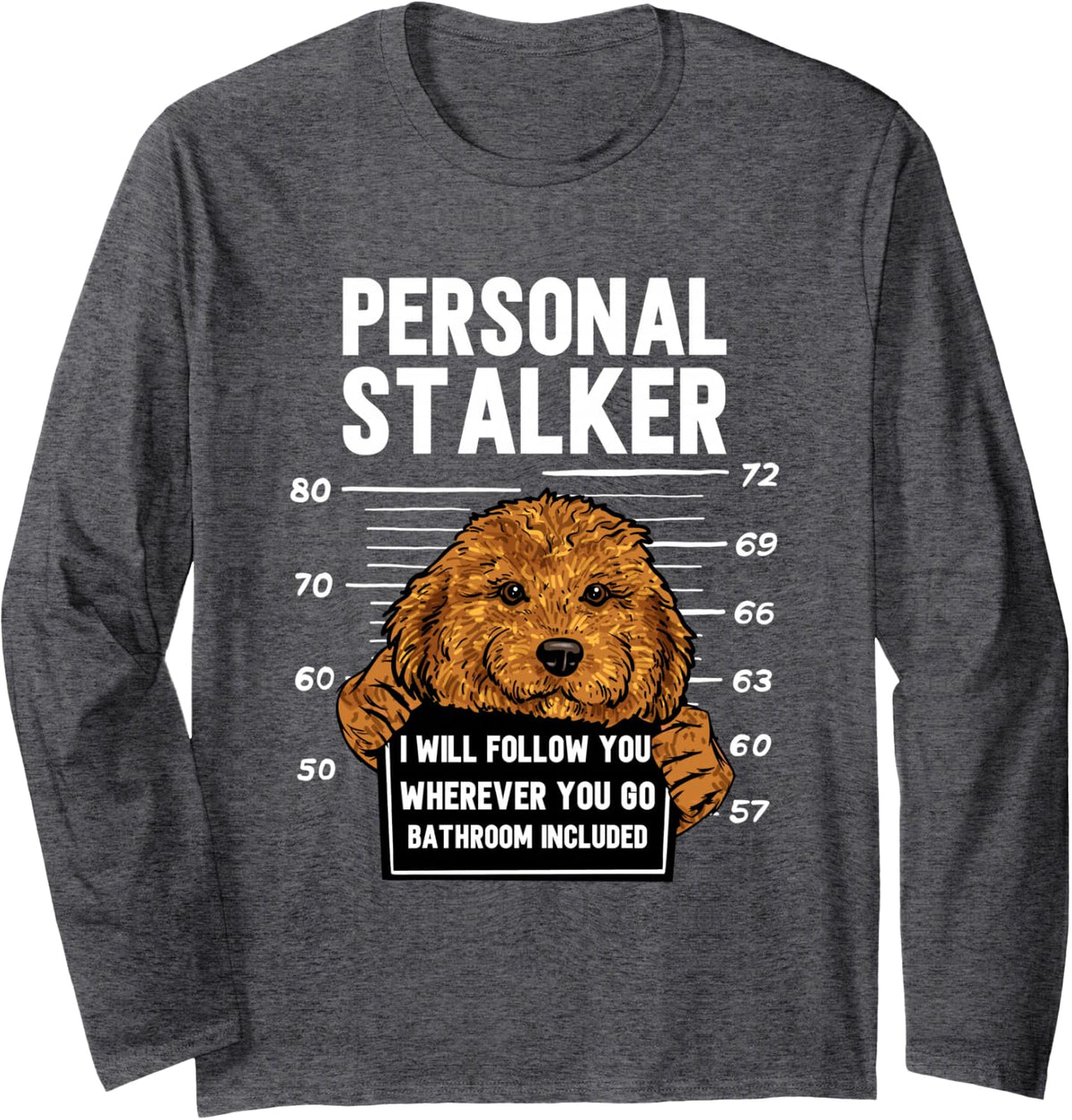 Cavapoo Dog Owner Personal Stalker Cavapoo Long Sleeve T-Shirt - Adult Unisex Dark Heather Grey