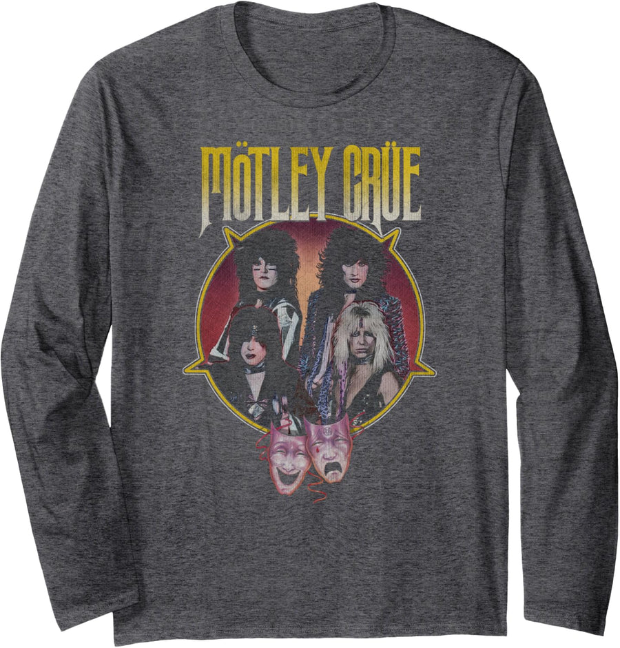 Mötley Crüe Theatre Of Pain Pentagram Long Sleeve T-Shirt - Adult Unisex Dark Heather Grey