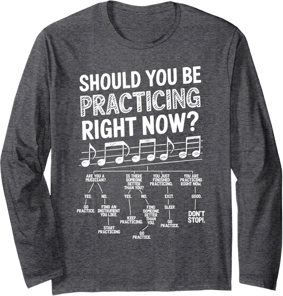 Funny Musical Choir Voice Music Teacher Music Lover Musician Long Sleeve T-Shirt - Adult Unisex Dark Heather Grey
