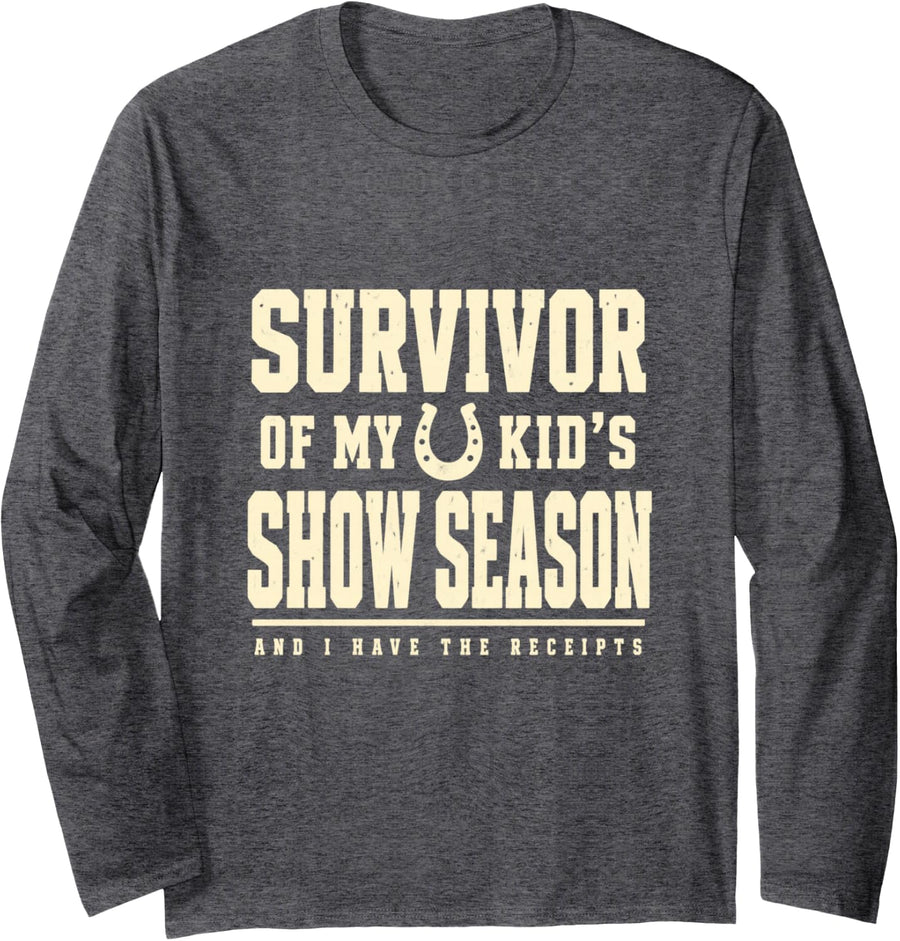 Horse Show Mom Equestrian Parent Horseback Riding Season Long Sleeve T-Shirt - Adult Unisex Dark Heather Grey