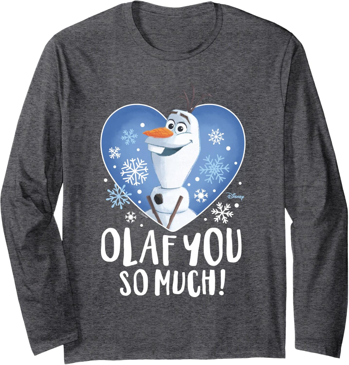 Frozen 2 - Olaf You So Much Valentine's Day Long Sleeve T-Shirt - Adult Unisex Dark Heather Grey