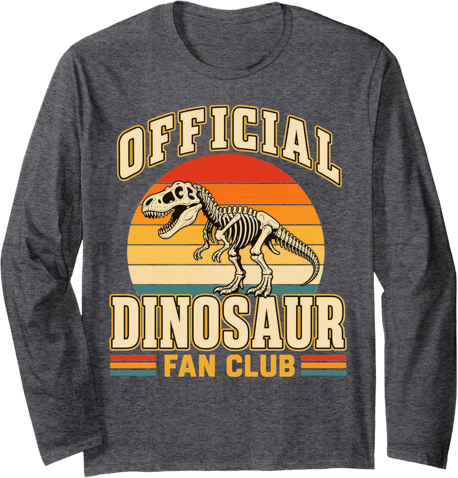 Paleontology Fossils Dinosaur Fan Paleontologist Long Sleeve T-Shirt - Adult Unisex Dark Heather Grey