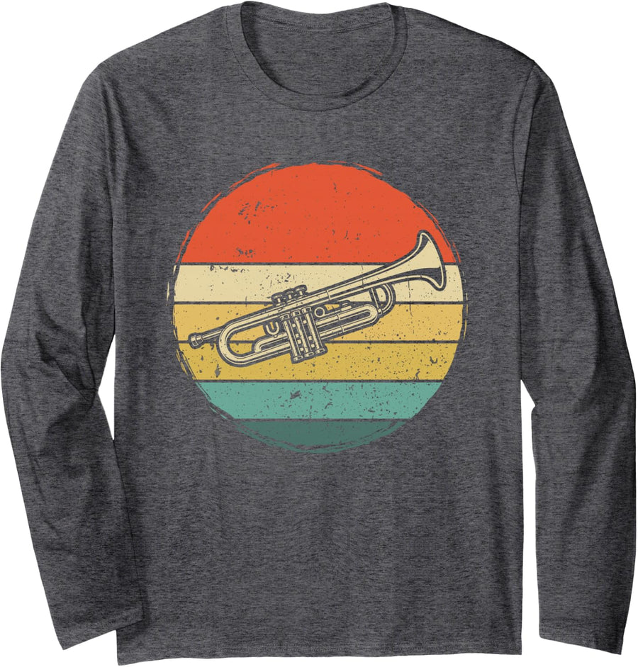 Trumpeter Instrument Trumpet Long Sleeve T-Shirt - Adult Unisex Dark Heather Grey
