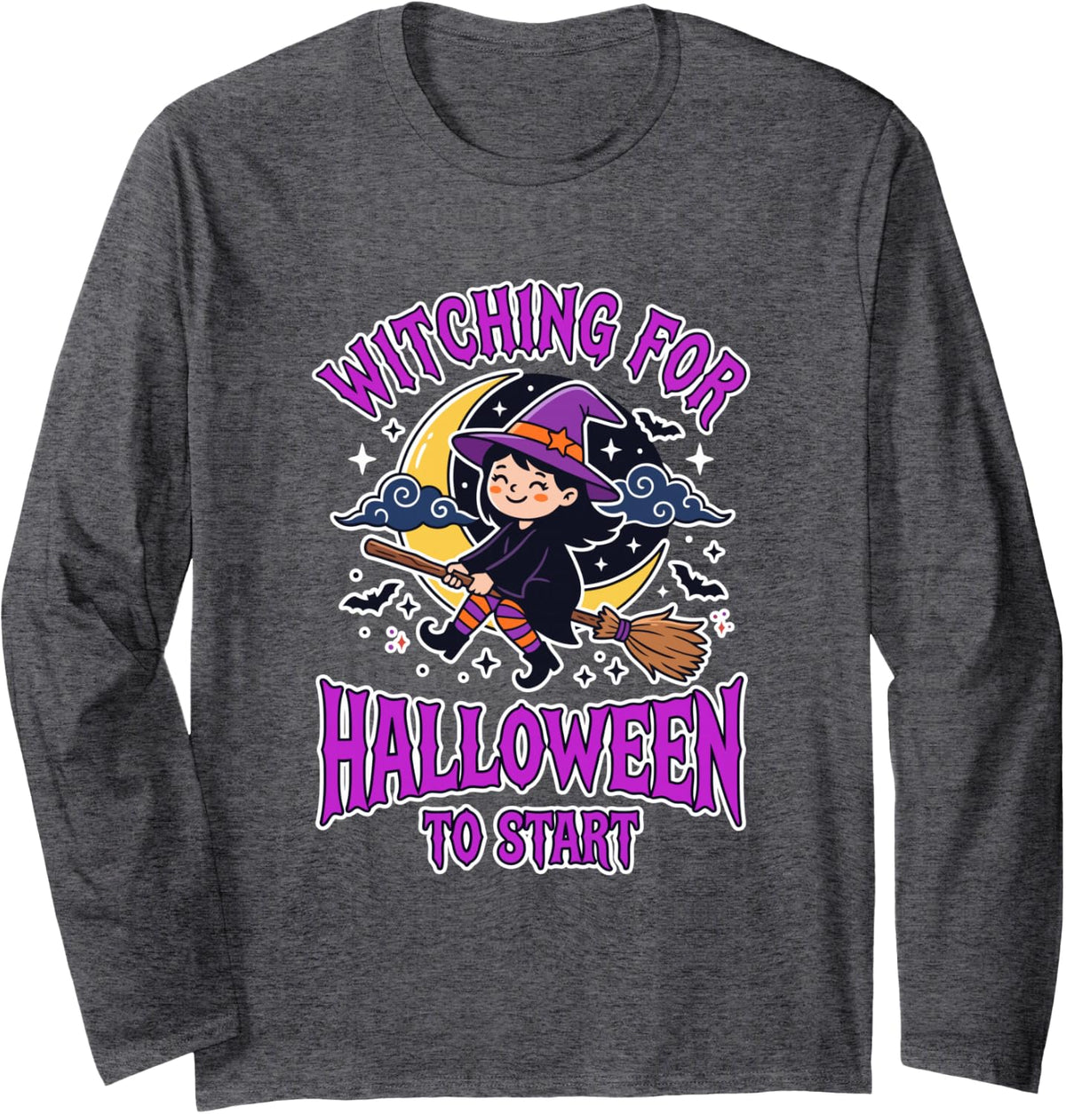 Witch Witching for Halloween to Start Spooky Season Long Sleeve T-Shirt - Adult Unisex Dark Heather Grey