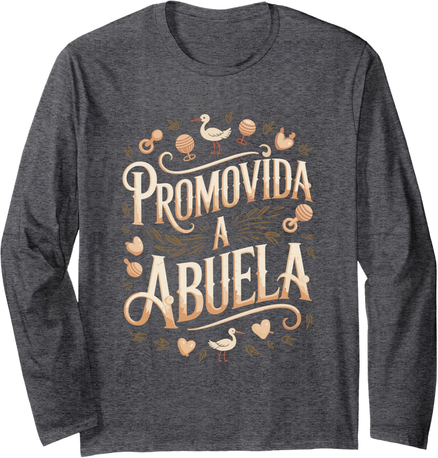 Promovida a Abuela Camiseta Anuncio de Embarazo Long Sleeve T-Shirt - Adult Unisex Dark Heather Grey