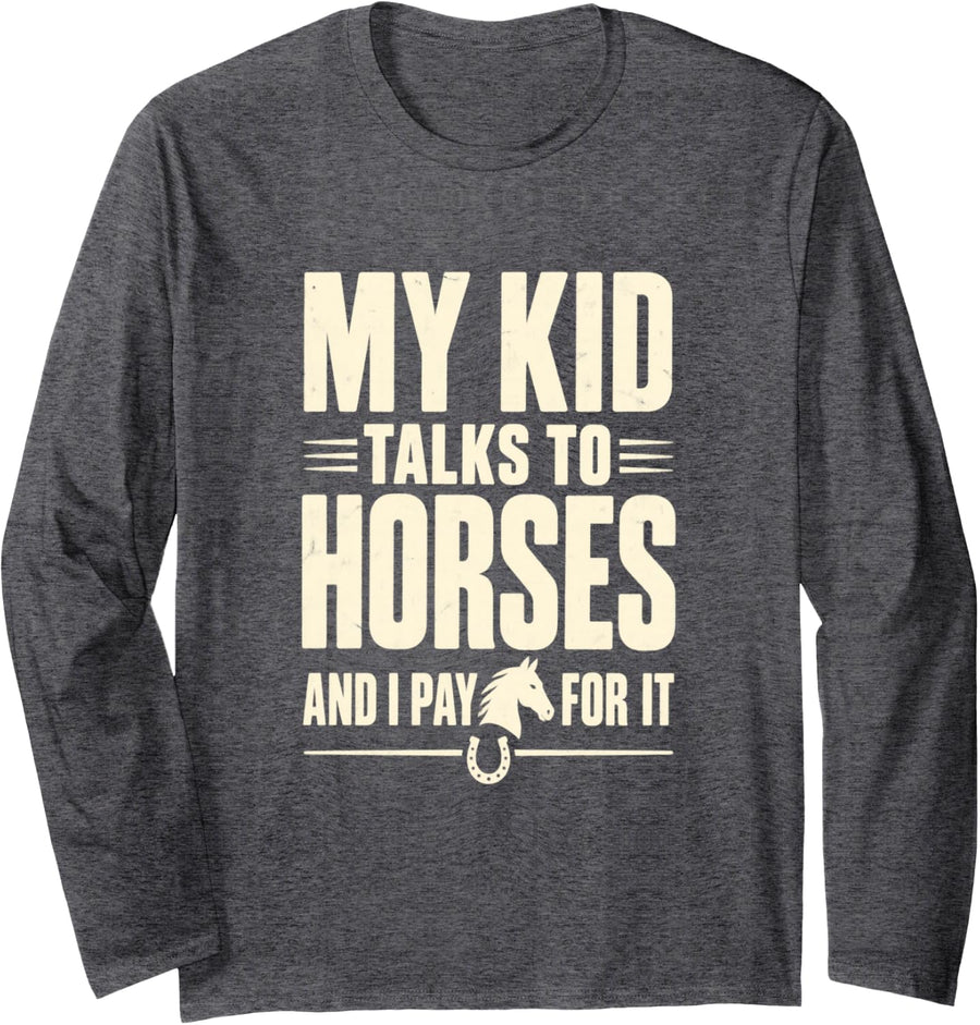 Horse Mom Equestrian Parent Horseback Riding Barn Women Long Sleeve T-Shirt - Adult Unisex Dark Heather Grey