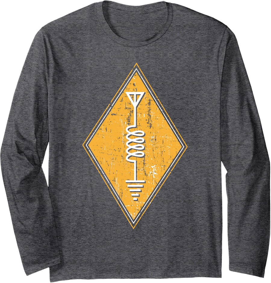 Ham Radio Amateur Radio Frequency for Radio Operator Long Sleeve T-Shirt - Adult Unisex Dark Heather Grey