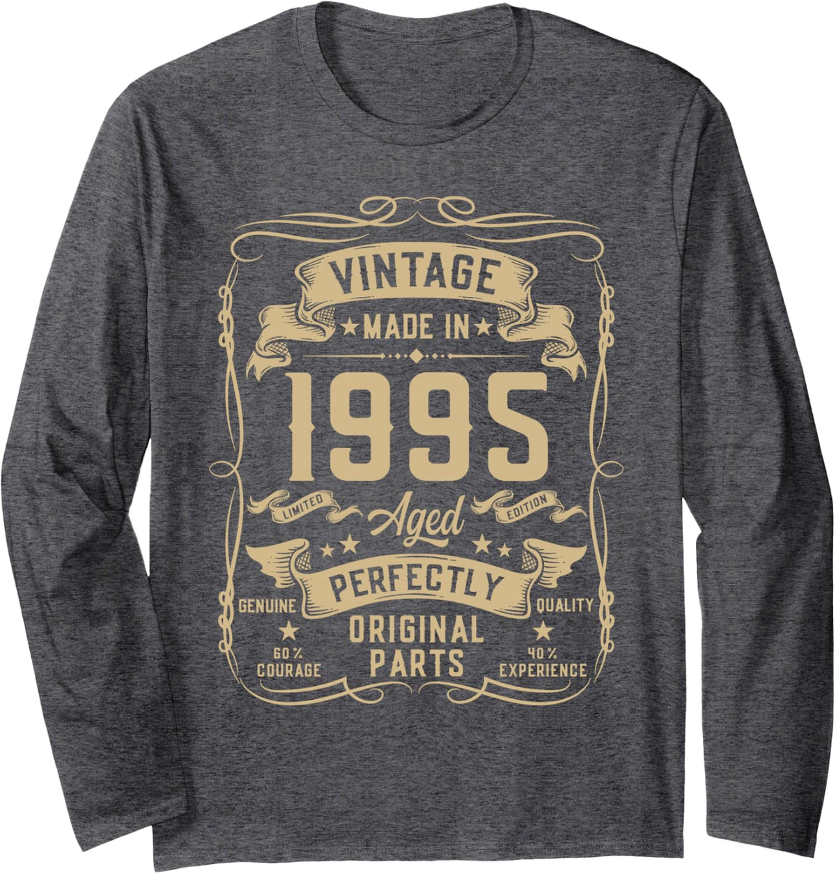 Vintage 1995 31yr 31st Birthday Gifts for Men 31 Years Old Long Sleeve T-Shirt - Adult Unisex Dark Heather Grey