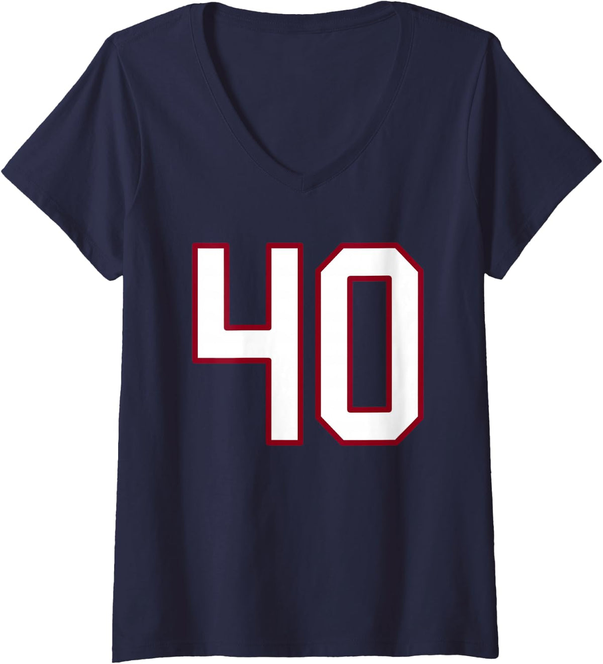 Women's Maroon and White Number 40 Jersey Player Uniform #40 V-Neck T-Shirt - Navy Blue