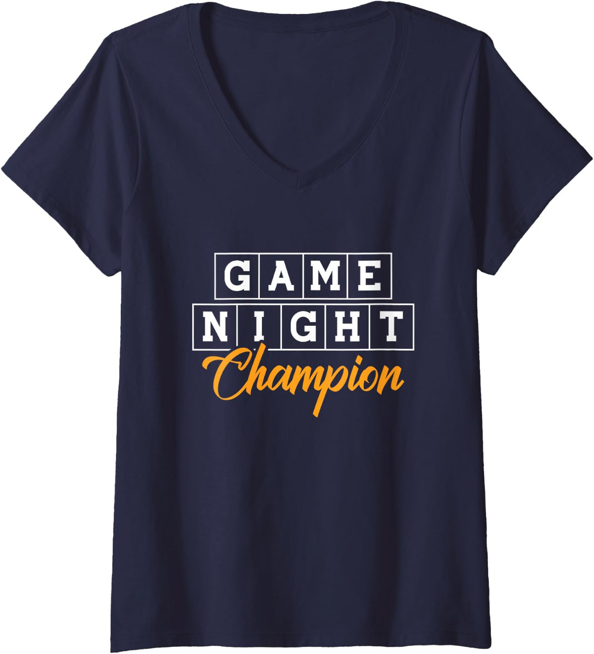 Women's Game Night Champion Board Games Tabletop Board Gaming V-Neck T-Shirt - Navy Blue