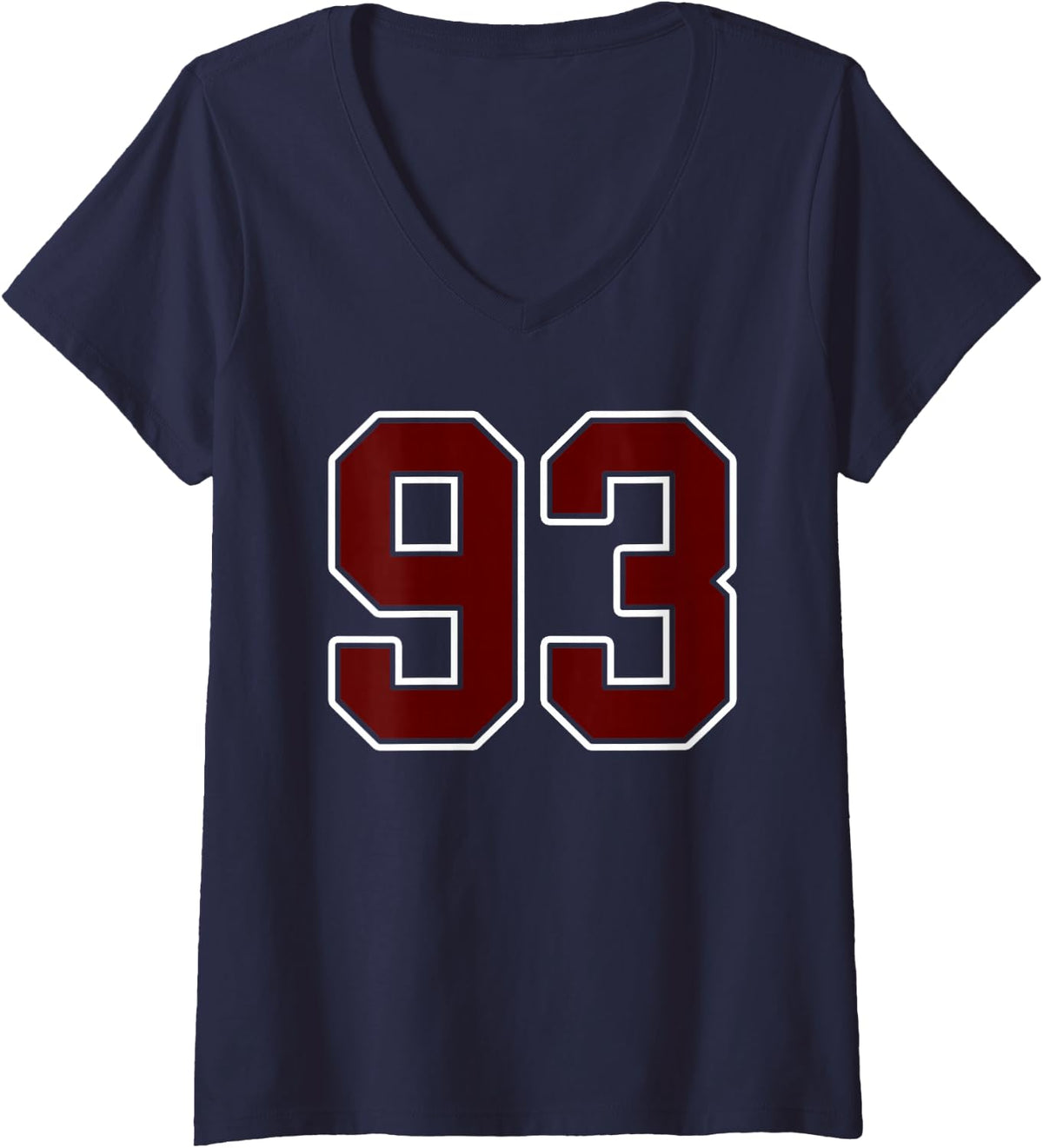 Women's Maroon and White Number 93 Jersey Player Uniform #93 Fan V-Neck T-Shirt - Navy Blue