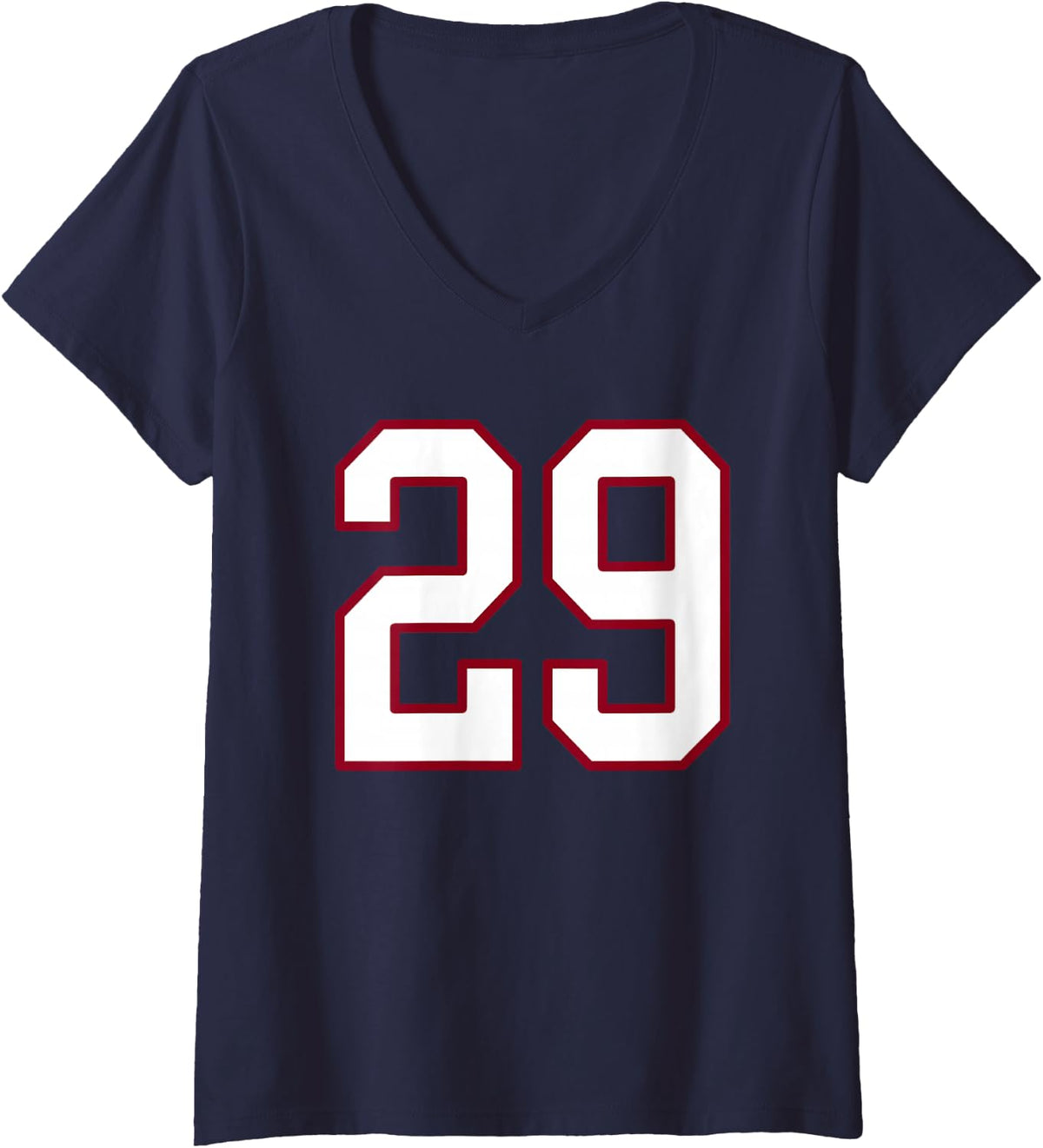 Women's Maroon and White Number 29 Jersey Player Uniform #29 V-Neck T-Shirt - Navy Blue